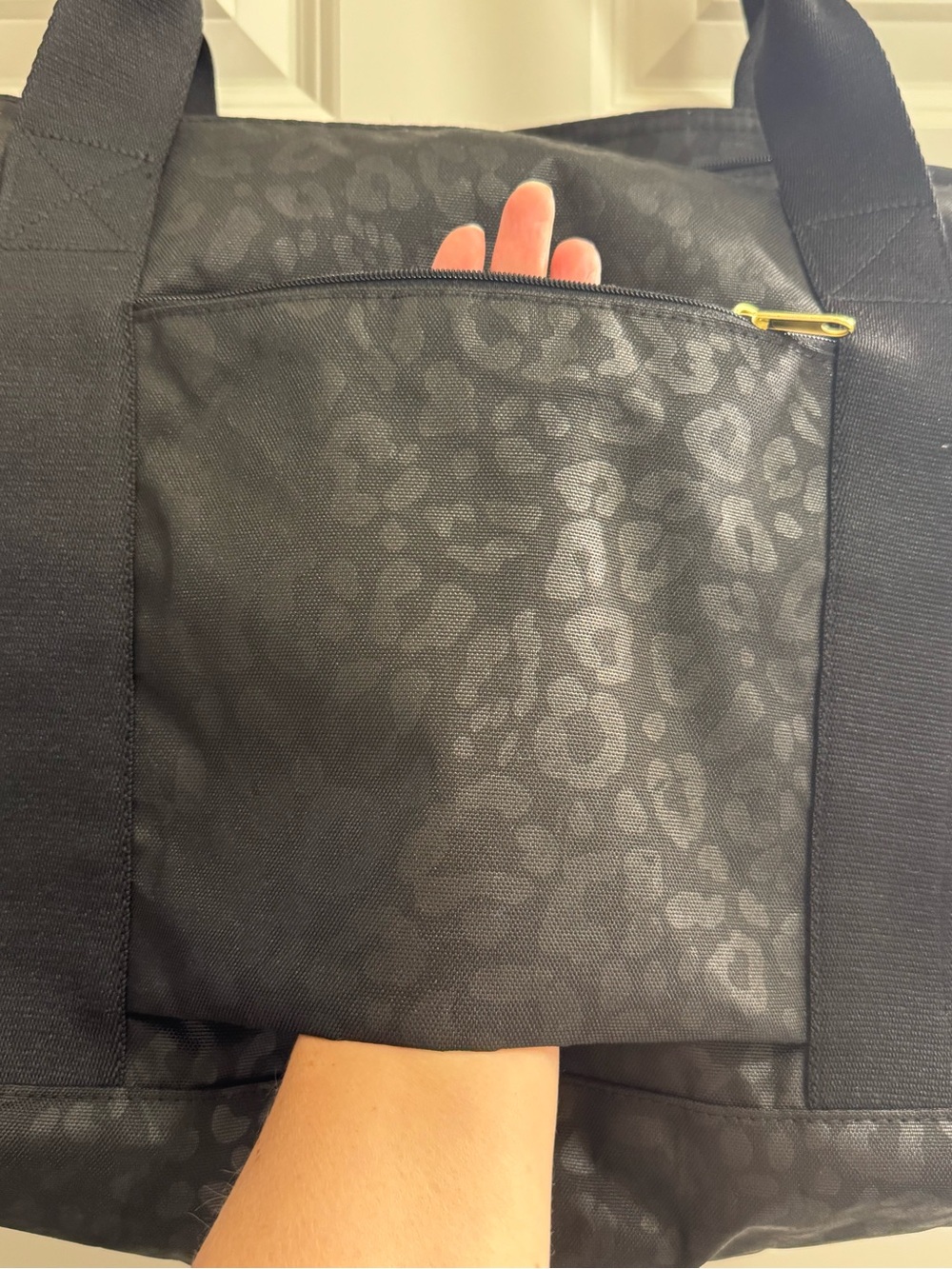 Canvelle Black Leopard Print Tote - Picture 5 of 7